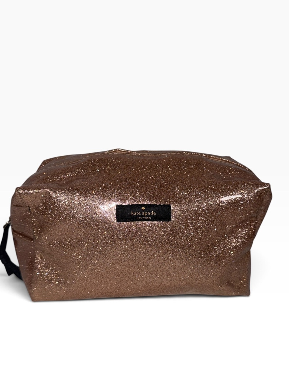 kate spade Rose Gold Glitter Cosmetic Case